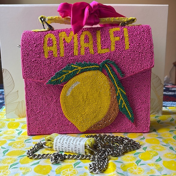 AMERICA & BEYOND Handbags - Pink Beaded Amalfi Lemon Handbag